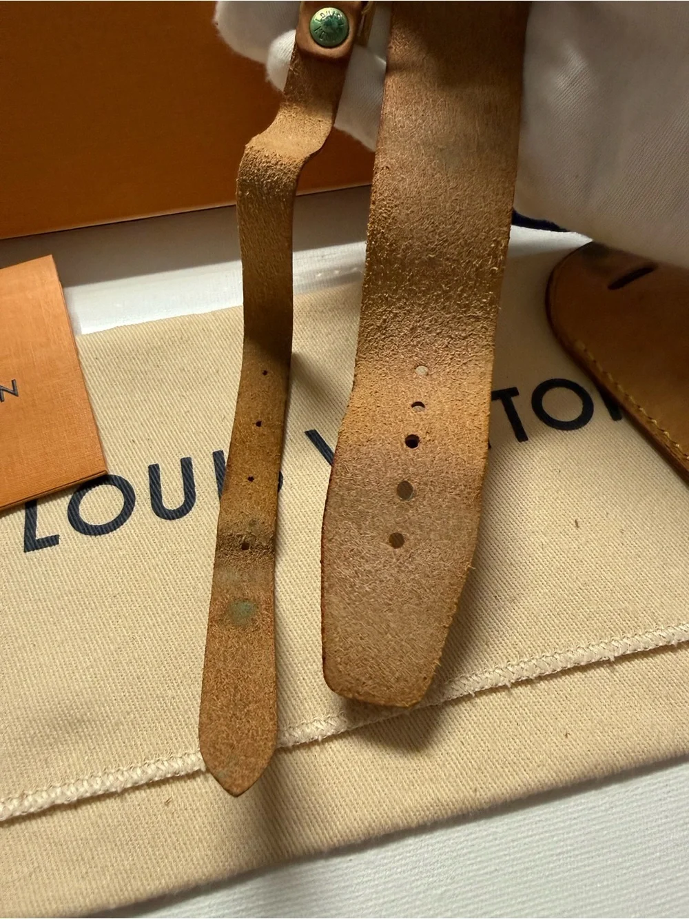 Louis Vuitton Vachetta Leather Luggage Tag and Poignet Authentic NO BOX